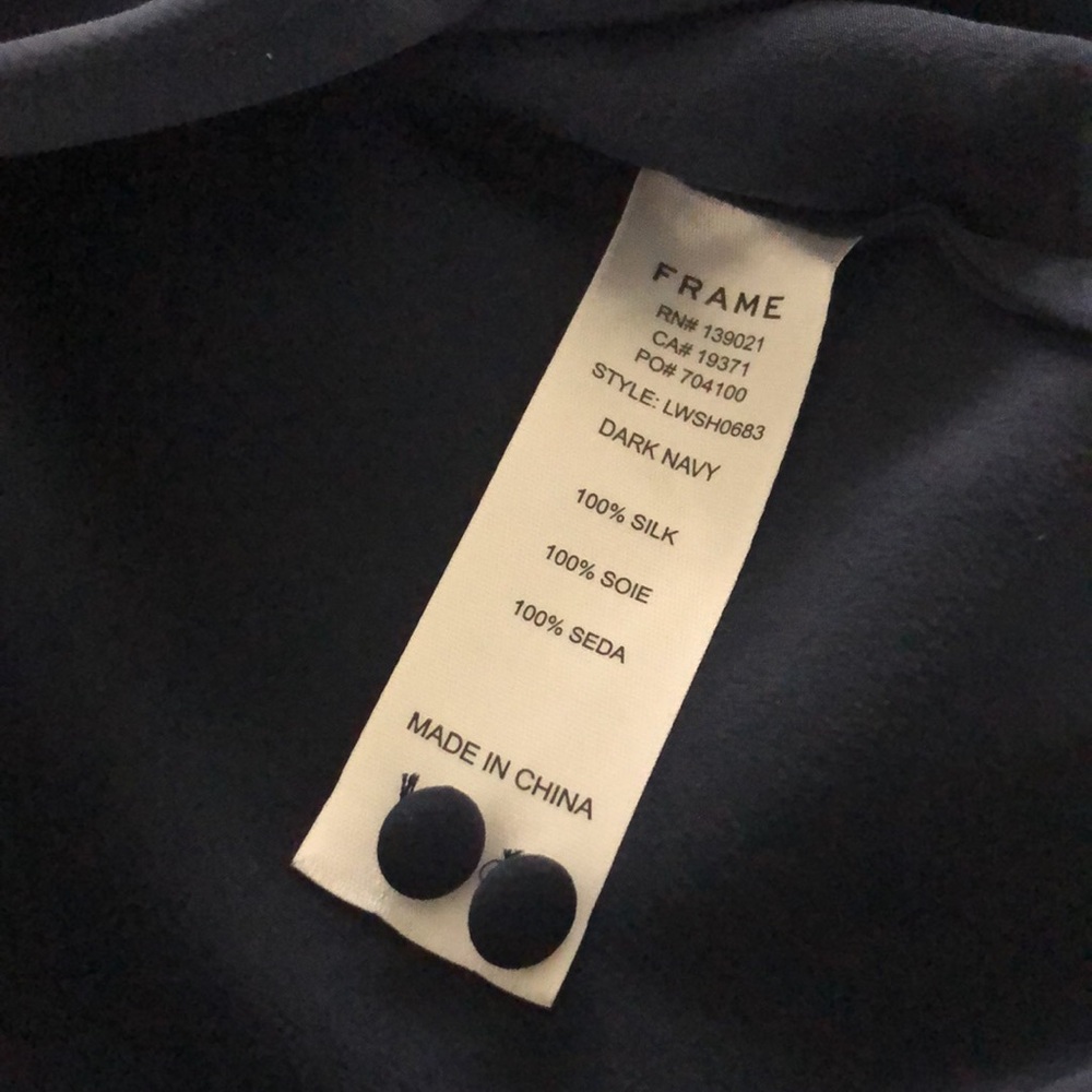 FRAME Navy Blue Silk top Size S - Picture 7 of 8